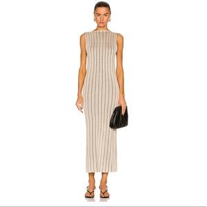 St. Agni Jacquard Stripe Knit Dress in Ecru Small